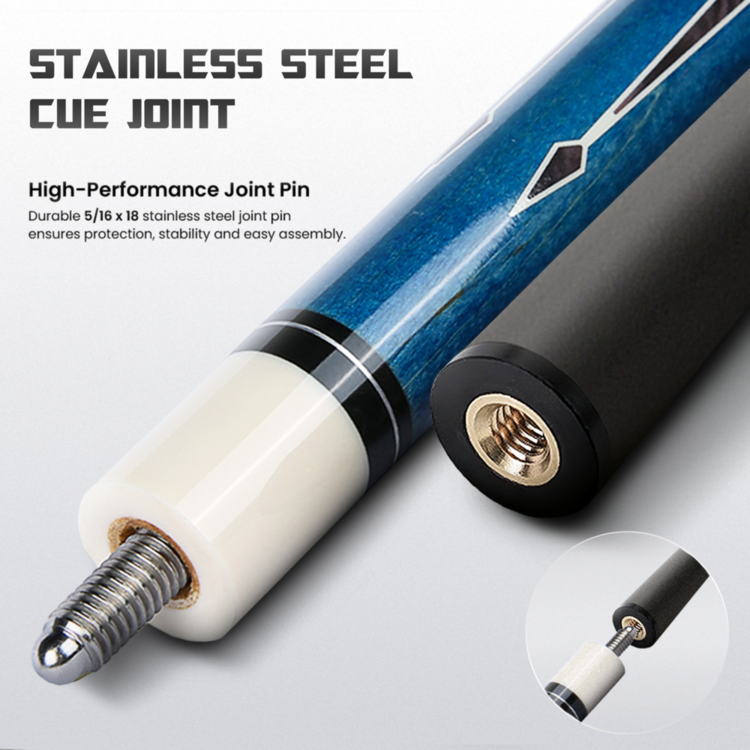 Big Carbon II Blue Black stainless steel cue joint