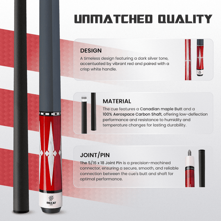 Big Cat Carbon I Red Silver - Big Cat Cues