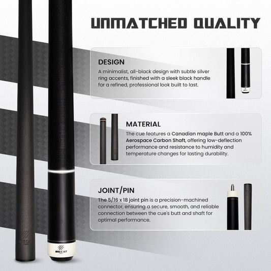 Timeless Carbon Matt Black Cue with Irish Linen Wrap