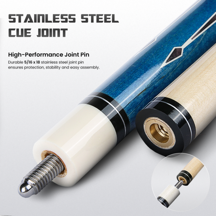 Big Cat II Blue Black stainless steel cue joint
