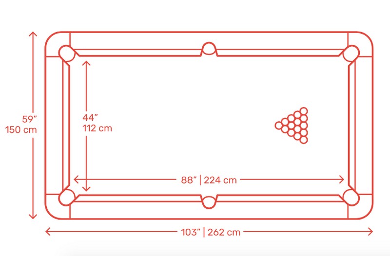 how are pool tables measured