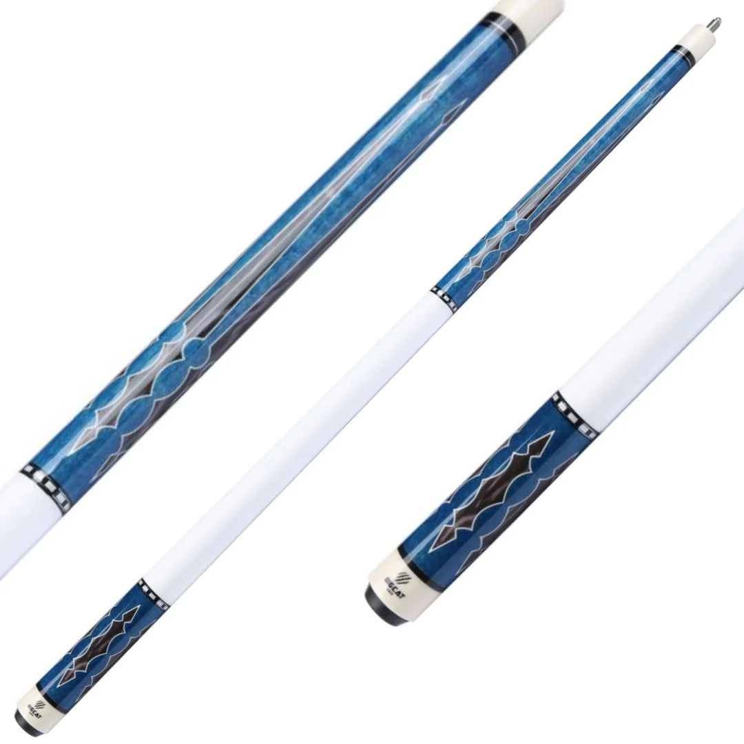 Timeless Carbon Blue with White Handle Cue