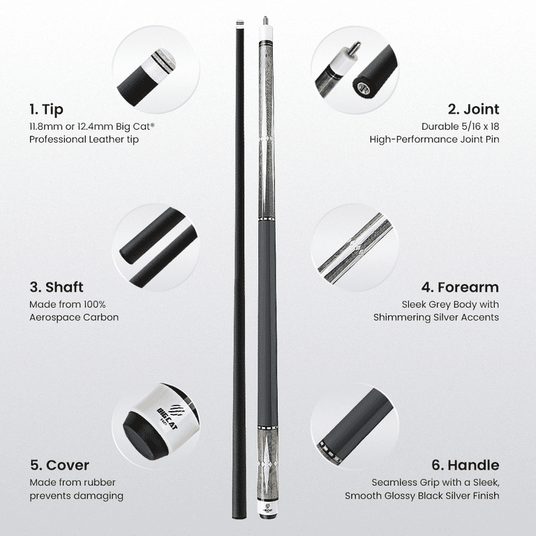 Big Cat Carbon VI Grey Silver - Big Cat Cues