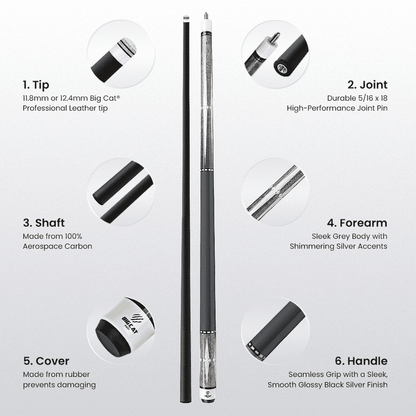 Big Cat Carbon VI Grey Silver - Big Cat Cues
