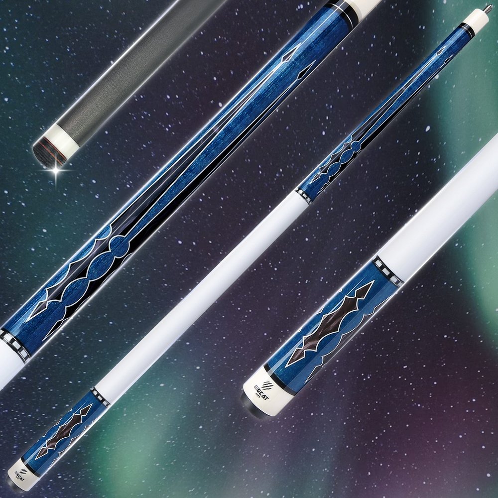 Timeless Carbon Blue with White Handle Cue