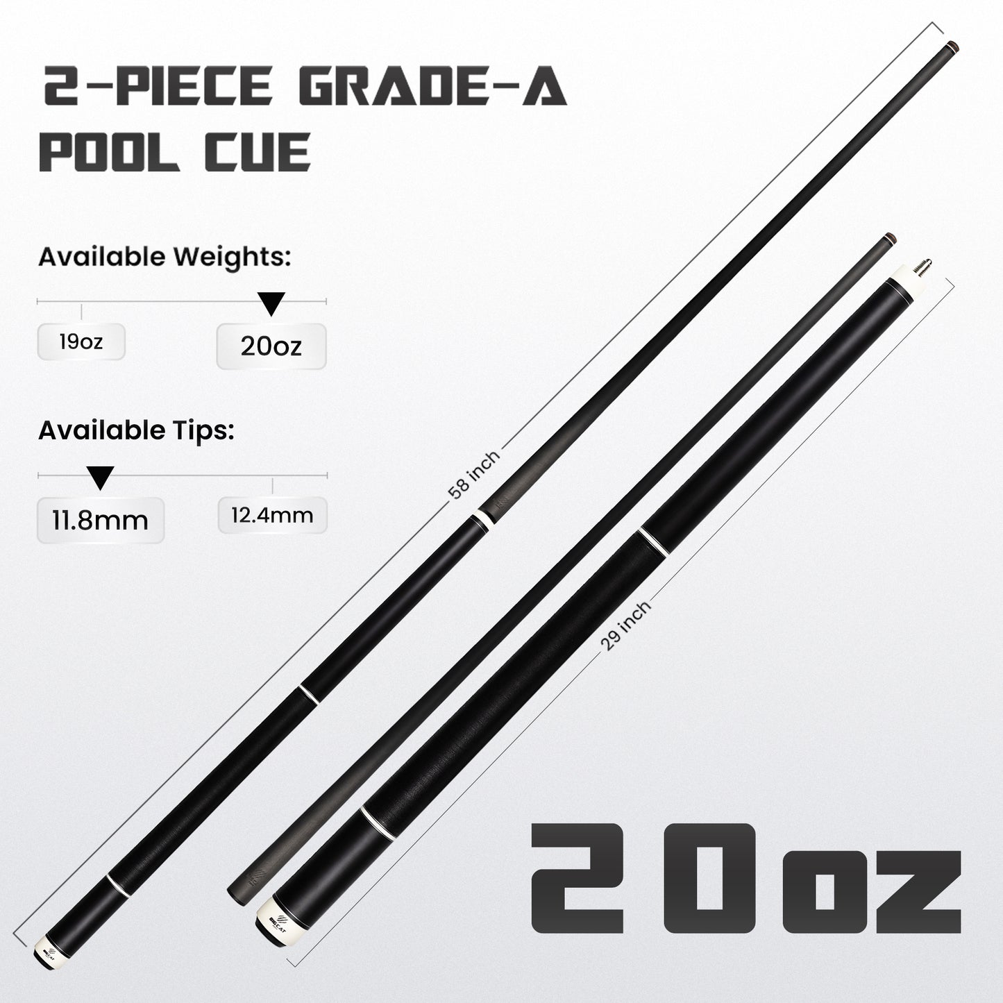 Timeless Carbon Matt Black Cue with Irish Linen Wrap