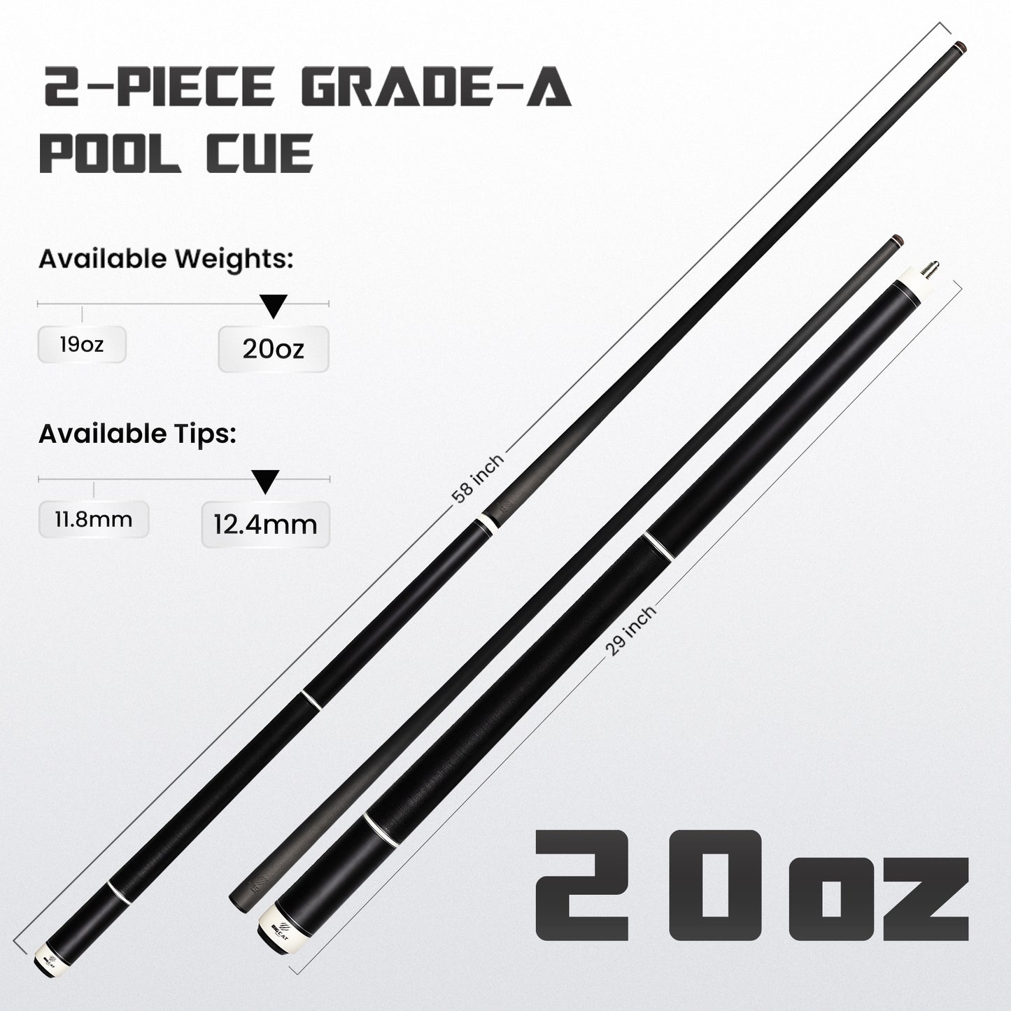 Timeless Carbon Matt Black Cue with Irish Linen Wrap