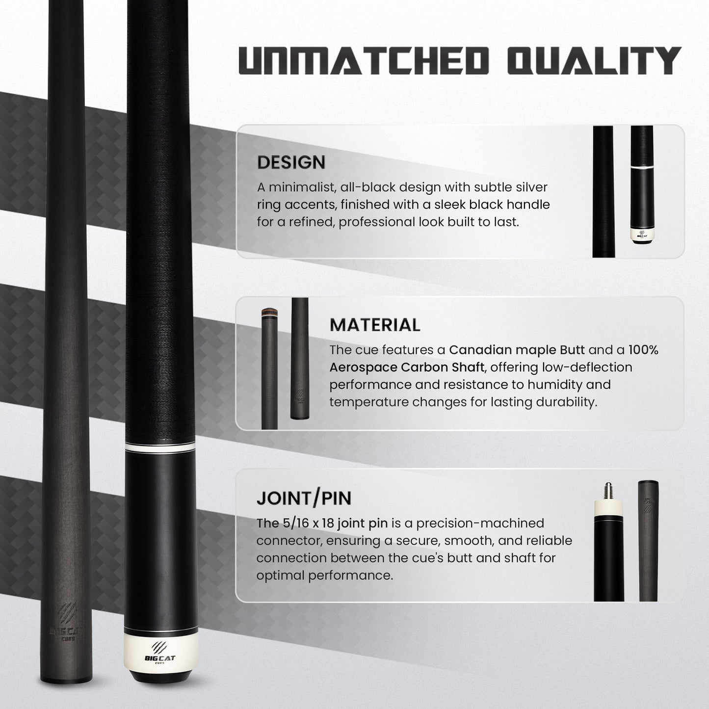 Timeless Carbon Matt Black Cue with Irish Linen Wrap