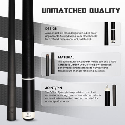 Timeless Carbon Matt Black Cue with Irish Linen Wrap
