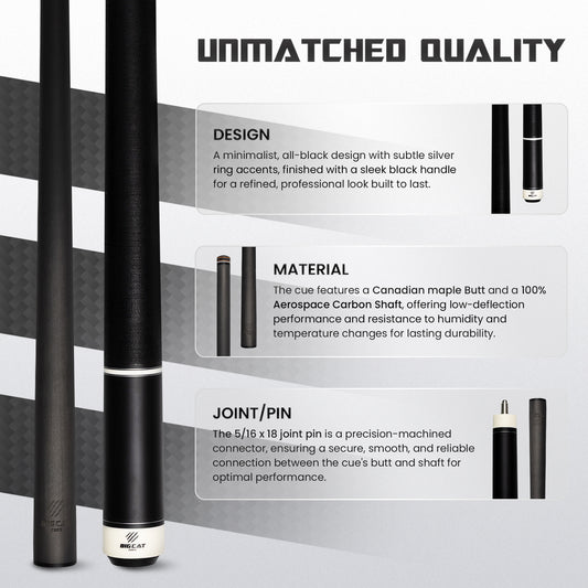 Timeless Carbon Matt Black Cue with Irish Linen Wrap