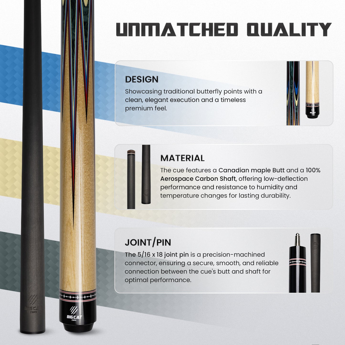 Mondo Carbon Butterfly Blue/Black Cue