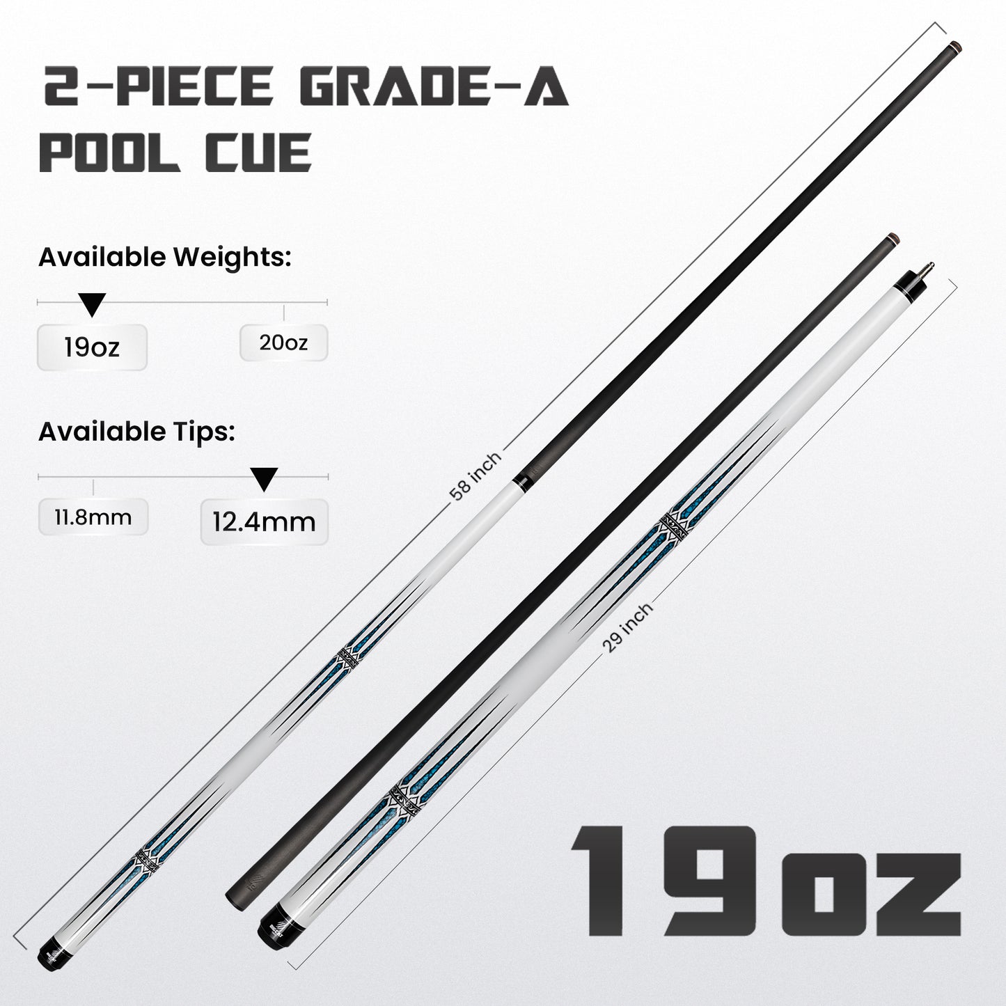 Mondo Carbon White/Aqua Teal Cue