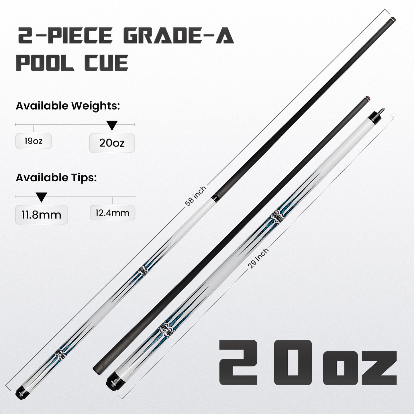 Mondo Carbon White/Aqua Teal Cue