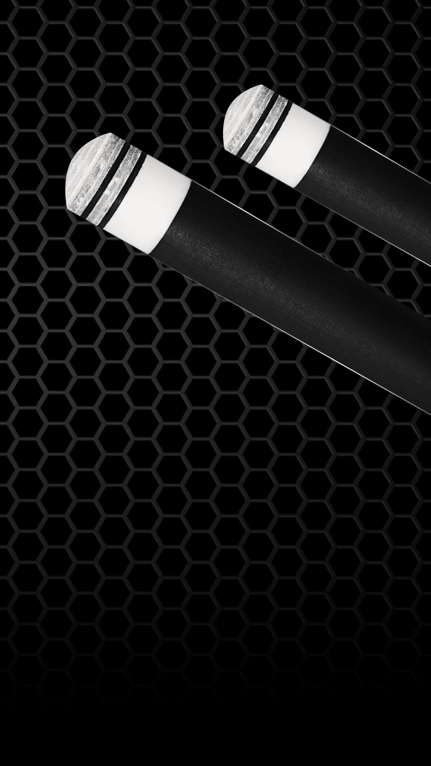 Two microphones on a black honeycomb pattern background