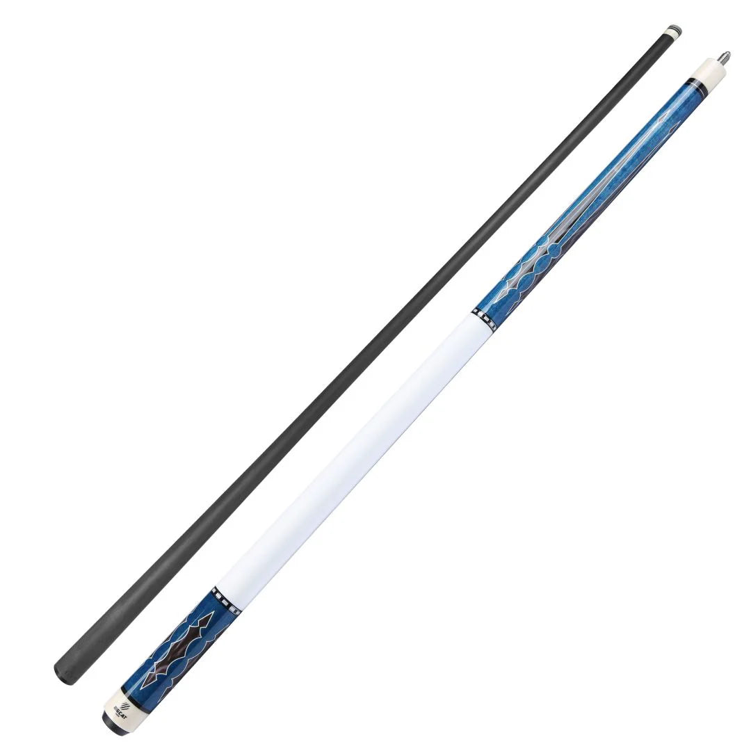 Timeless Carbon Blue with White Handle Cue